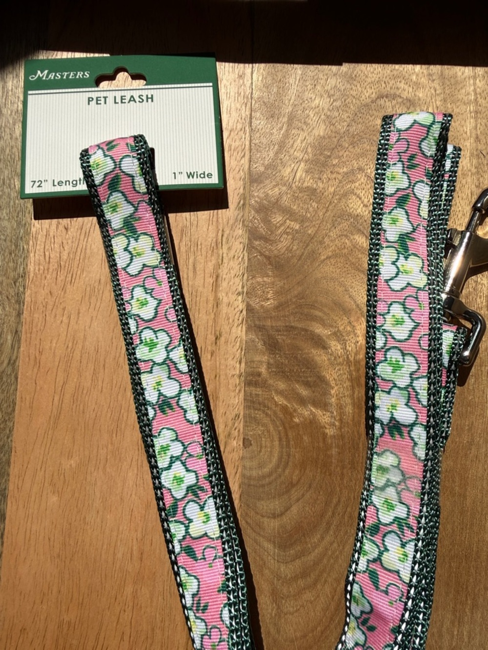Masters 2026 Pink Floral Dog Leash with Green Trim, 72” length, 1” wide